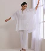 White Dobby Boxy Fit High Low Co-Ord Set