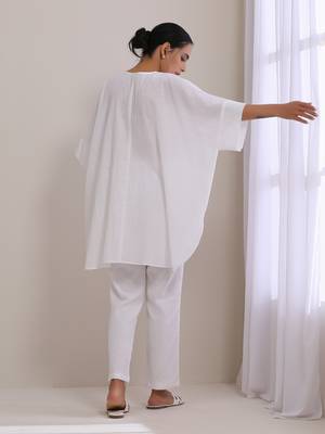 White Dobby Boxy Fit High Low Co-Ord Set 5
