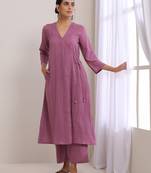 Onion Pink Dobby Angrakha Pant Set