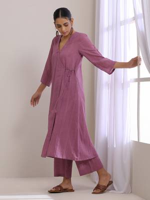 Onion Pink Dobby Angrakha Pant Set 2