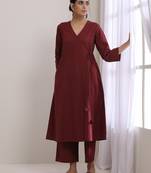 Ruby Wine Dobby Angrakha Pant Set