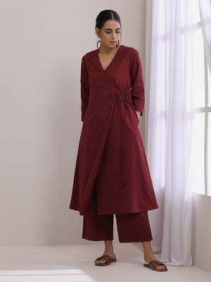 Ruby Wine Dobby Angrakha Pant Set 2