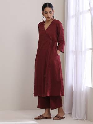 Ruby Wine Dobby Angrakha Pant Set 3