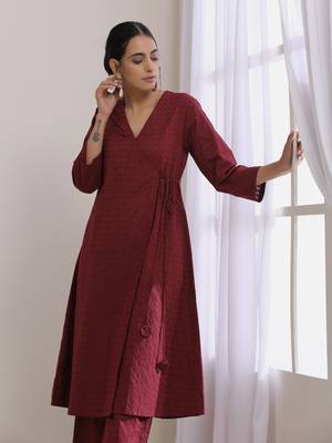 Ruby Wine Dobby Angrakha Pant Set 4