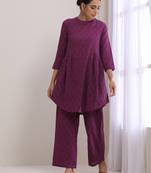 Plum Purple Dobby Gathers Co-Ord Set