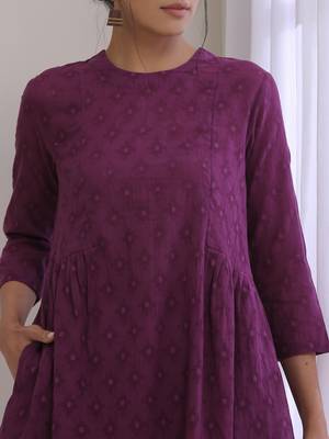 Plum Purple Dobby Gathers Co-Ord Set 5