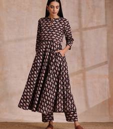 Black Flared Print Kurta Set main image 0