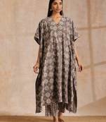 Clay Dabu Overall Print Cotton Panel Kaftan Kurta Pant Set