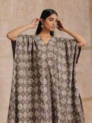 Clay Dabu Overall Print Cotton Panel Kaftan Kurta Pant Set 4