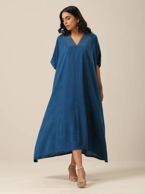 Classic Blue Panel Kaftan dress 1