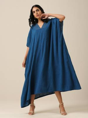 Classic Blue Panel Kaftan dress 2