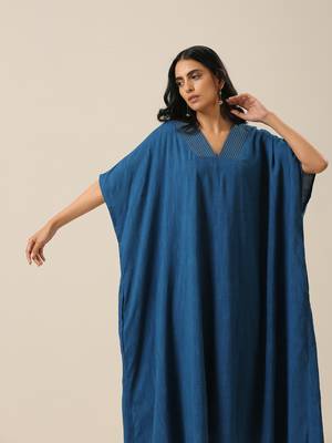 Classic Blue Panel Kaftan dress 4