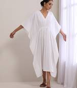 White Dobby Kaftan Dress