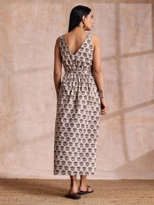Clay Dabu Buta Print Cotton Sleeveless Wrap Dress 6