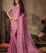 Onion pink embroidered art silk saree with blouse