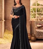 Black embroidered fancy fabric saree with blouse