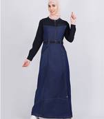 Silk Route London | Black Contrast Belted Denim Abaya (Jilbab) | Length 56