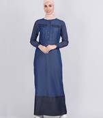 Silk Route | Mock Pockets Fine Denim Abaya (Jilbab) Length 56
