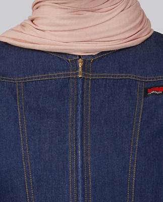 Blue plain denim abaya 3