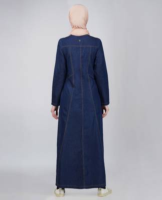 Blue plain denim abaya 4