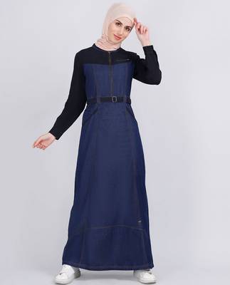 Silk Route London | Black Contrast Belted Denim Abaya (Jilbab) | Length 56 2