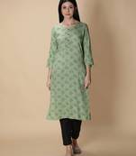 Light-green printed viscose rayon kurtas-and-kurtis