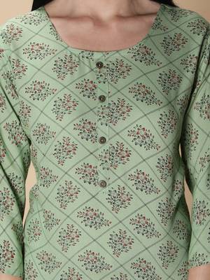 Light-green printed viscose rayon kurtas-and-kurtis 5