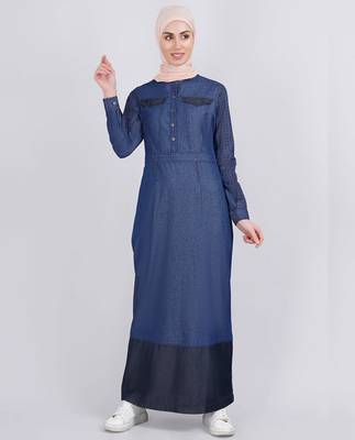 Silk Route | Mock Pockets Fine Denim Abaya (Jilbab) Length 56 2