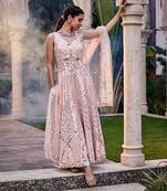 Baby Pink Mirror Embroidered Anarkali Set