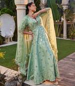 Sea Green Mirror Embroidered Anarkali Set