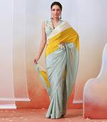 Multi Color Block Embroidered Saree Set