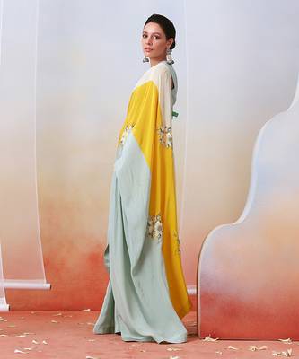 Multi Color Block Embroidered Saree Set 2