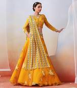 Yellow Printed Embroidered Lehenga Set