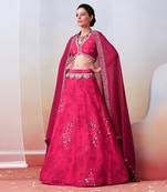 Pink Printed And Embroidered
 Lehenga Set