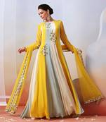 Multi Color Block Embroidered Anarkali Set