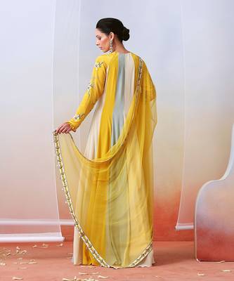 Multi Color Block Embroidered Anarkali Set 3