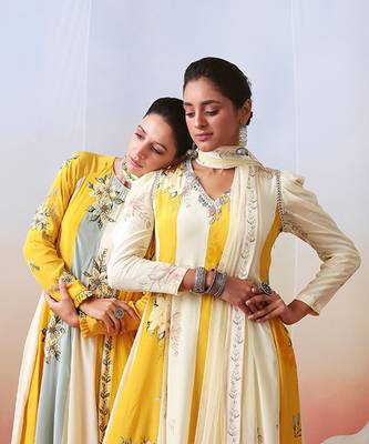Multi Color Printed And Embroidered Anarakali Set 3