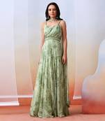 Sage Green Printed Drape
 Anarkali Set