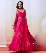 Pink Printed Drape Anarkali Set