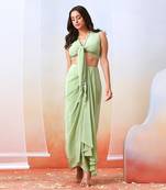 Sage Green Drape Skirt Set