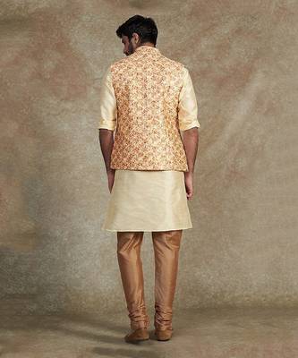 Beige Emb. Kurta Jacket Set 2