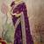 Wine embroidered organza saree with blouse