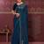 Navy blue embroidered silk saree with blouse