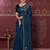 Navy blue embroidered silk saree with blouse
