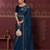 Navy blue embroidered silk saree with blouse