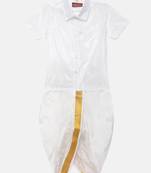Thangamagan Boys White Shirt & Cream Panjagajam Ethnic South Indian Festival Set