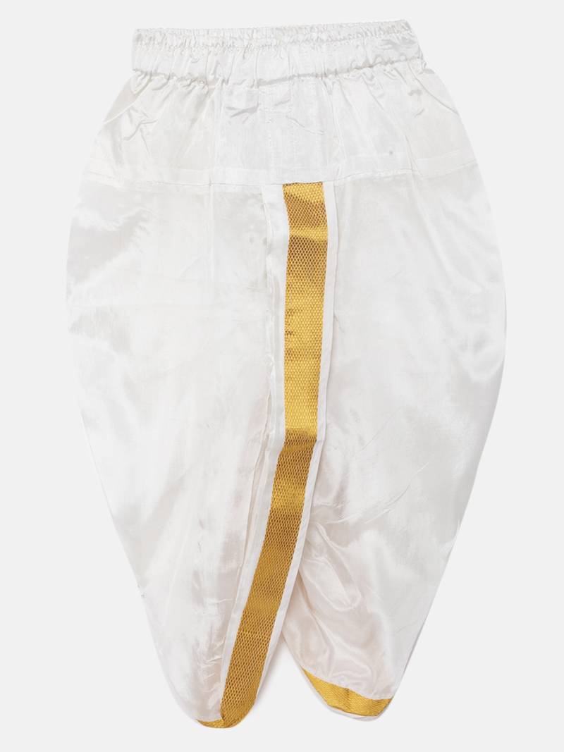 Thangamagan Boys White Shirt & Cream Panjagajam Ethnic South Indian Festival Set
