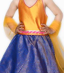 Blue plain silk blend stitched lehenga