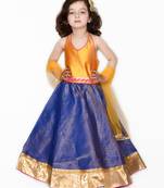 Blue plain silk blend stitched lehenga