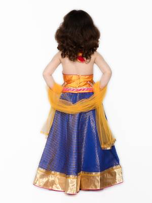 Blue plain silk blend stitched lehenga 4